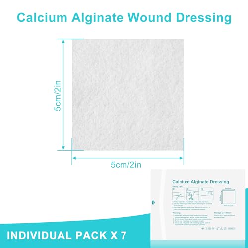 Calcium Alginate Wound Dressing Pads - 2x2 Inch, 7 Count