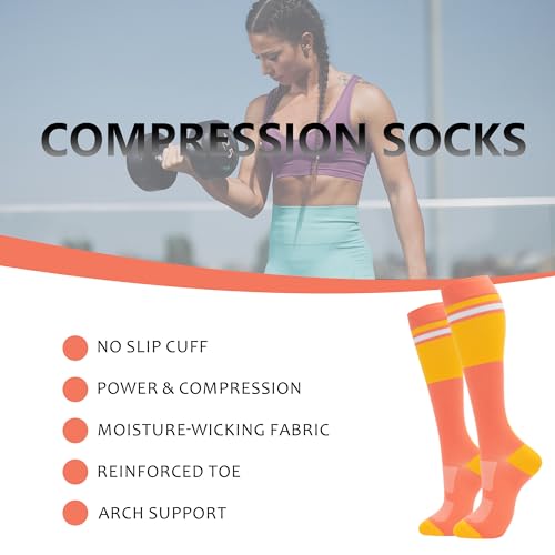 Fenglaoda Compression Socks for Men Women Support Circulation 6 Pairs Small-Medium