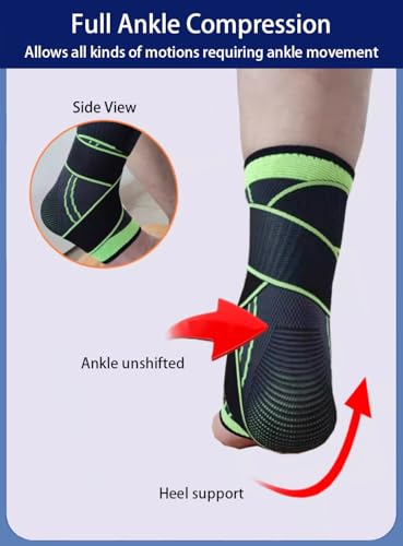 Ankle Brace for Sprains - Compression Sleeve for Plantar Fasciitis - Medium Black