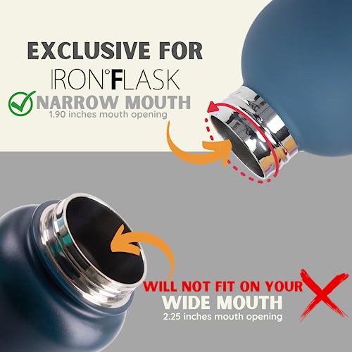 IRON °FLASK Spout Lid for Narrow Mouth Water Bottles - Midnight Black, 2 Pack