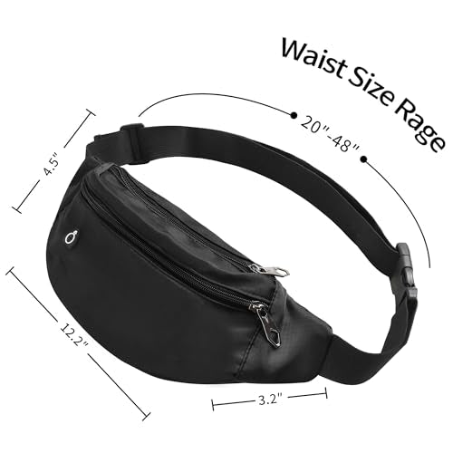 Frenou Water-Resistant Fanny Pack Women & Men Crossbody Bag Black Carbon