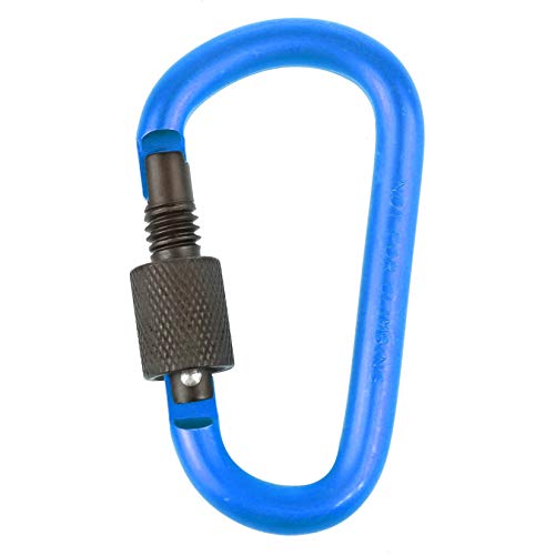 Dark Blue 10 Pack Aluminum D Ring Carabiners with Screw Gate - Multicolored Outdoor Clips