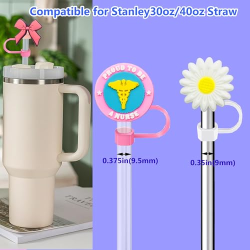 Nurse Straw Toppers for Stanley Cups - 12pcs Reusable Covers