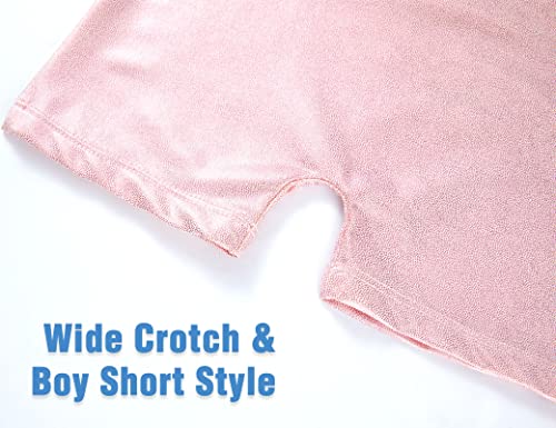 Gymnastics Leotard for Girls - Sparkly Multicolor Biketard, 6-7 Years / Pale Pink