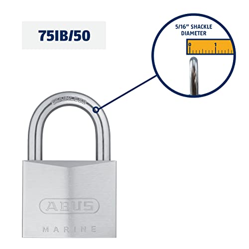ABUS 75IB/50 KD Marine Grade Chrome Plated Brass Padlock, Stainless Steel Shackle, Keyed Different