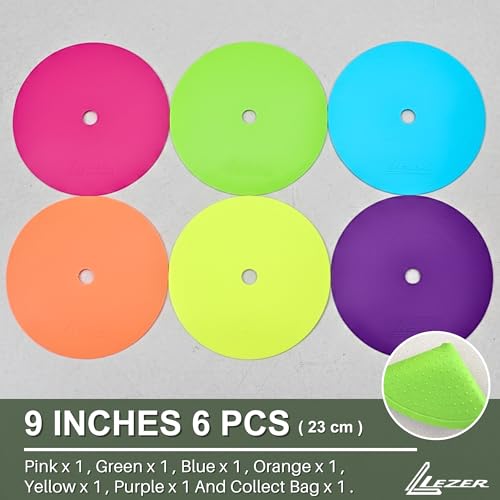 6 Pack 9 Inch Flat Cones for Soccer and Sports Training - Field Markers, Agility Equipment