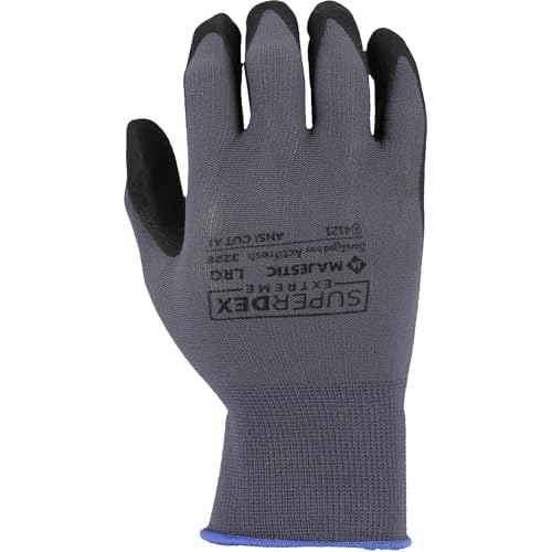 Majestic SuperDex Micro Foam Nitrile Palm Coated Glove on Nylon Shell | 12 Pairs - LG | 15 Gauge Liner, Lightweight Comfort, Breathable, Gray/Black | for Automotive, Industrial, Manufacturing | 3228