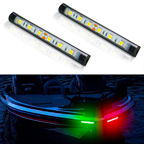 Boat Navigation Lights - Super Bright Red & Green Bow Lights, No Drill Install for Kayak, Canoe, Pontoon