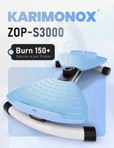 Karimonox Blue Waist Twister Machine with Digital Counter, Supports 300 lbs, Noiseless & Portable