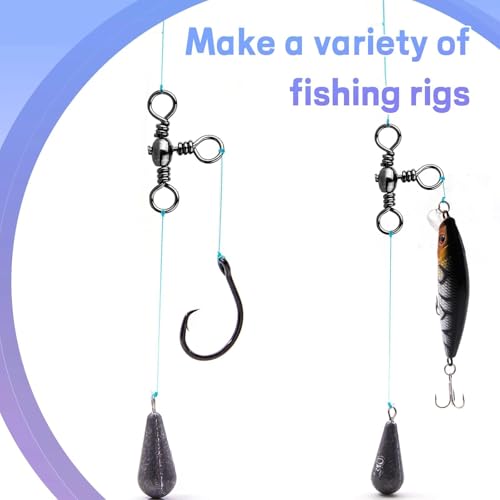 3-Way Fishing Swivels T-Turn Connector - 25pcs 37lbs