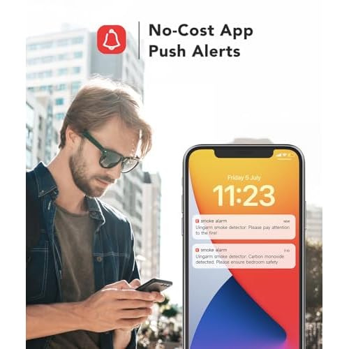 Smart Smoke Detector Fire Alarm, Uingarm, Wi-Fi Smoke Detector with App, Bluetooth Wireless Smoke Alarms with Battery Operated, 3 Pack