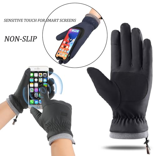 Cold Weather Motorcycle Gloves for Men - Blue, Medium