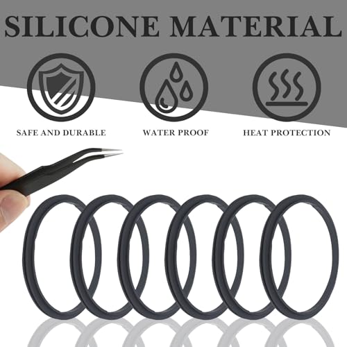 6 Pack Silicone Water Bottle Gasket Replacement - Black