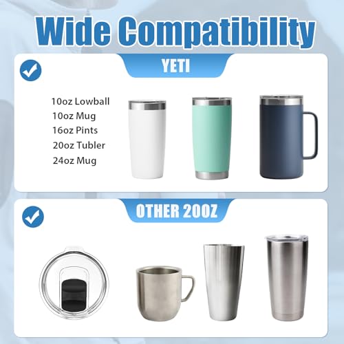 Tumbler Lids - 2 Pack Magnetic Replacement Covers for Yeti 20 oz, 16 oz, 10 oz