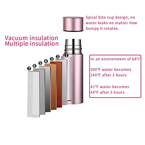 Pink 5oz Insulated Stainless Steel Thermos Water Bottle - Keeps Cold 12h Hot 6h, Portable & Leak-Proof