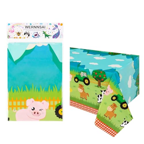 Farm Animal Tablecloth - 108"x54" Green Party Cover