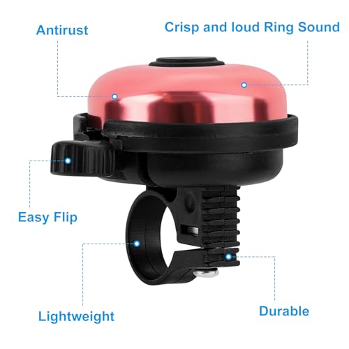 Aluminum Bicycle Bell - Loud Crisp Sound - Light Pink - 2 Pack