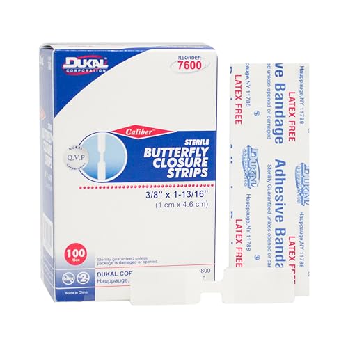Butterfly Wound Closure Strips - Sterile Adhesive Bandages, 100 Count