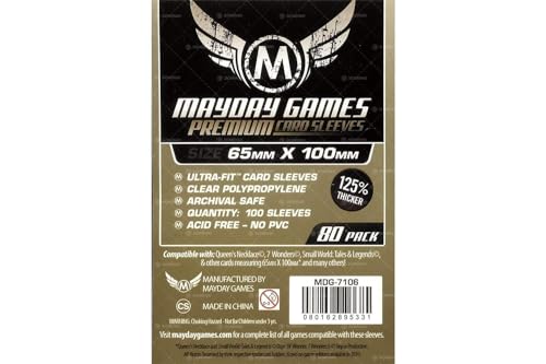 Mayday Games 7 Wonders Premium Card Sleeves 65x100mm, 80 Pack MDG-7106
