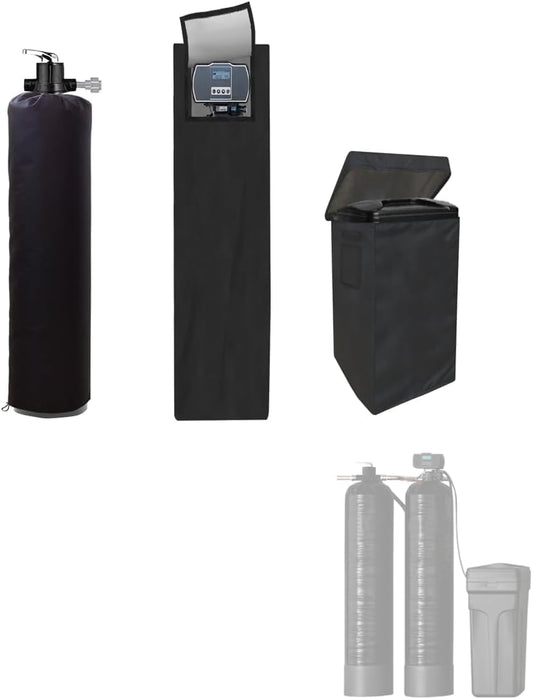 CHENGNAN Water Softeners Covers for Outside Units,3 Pcs Water Softener Covers,2 Pcs Filter Tank Covers+1 Pcs Brine Tank Cover,Water Softener Cover Outdoor,Water Softener Covers, Black