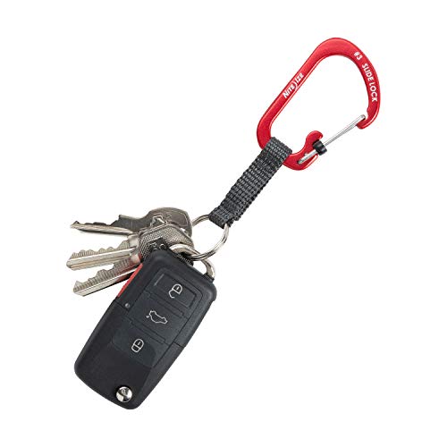 SlideLock Key Ring Carabiner with Webbing - Red