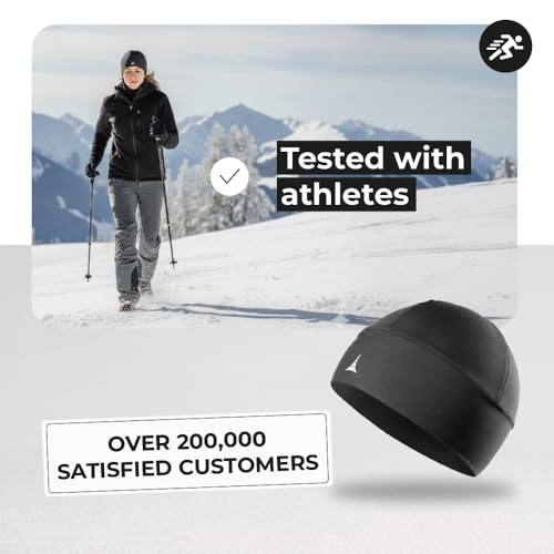 French Fitness Revolution Skull Cap Helmet Liner 2-Pack Black Running Beanies - Thermal & Moisture Wicking