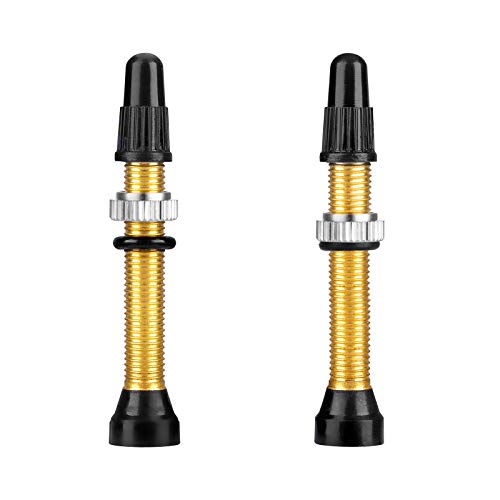 Brass Tubeless Valve Stems with Valve Core Remover Tool - Gold, 40mm