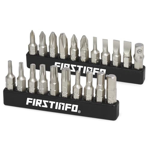 FIRSTINFO H5199A Screwdriver Bit Set | S2 Alloy Steel | 1/4" Hex Head 25mm Long, 21 Pieces with Phillips, Hex, Star, Flat