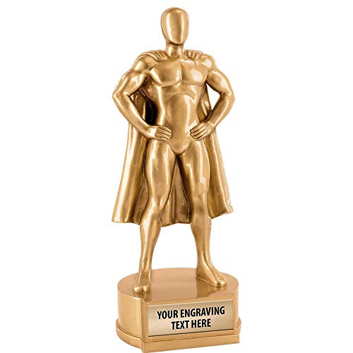 Personalized Gold Superhero Trophy - Custom Achievement Award for Recognition