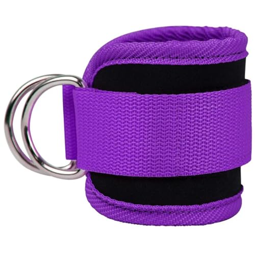 Padded Ankle Strap for Cable Machines - Adjustable Fitness Cuff - Purple