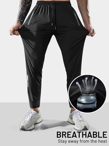 Hidkat Men's Hiking Pants Quick-Dry Lightweight Sweatpants - Black, Medium