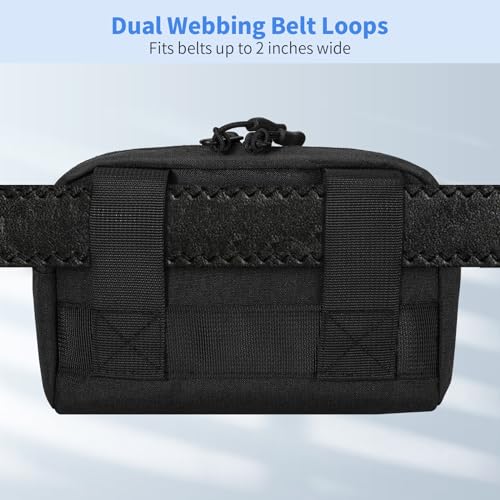 KENOBEE EDC Belt Pouch for Men Women – Black, with YKK Zippers, 2-Inch Belt compatible