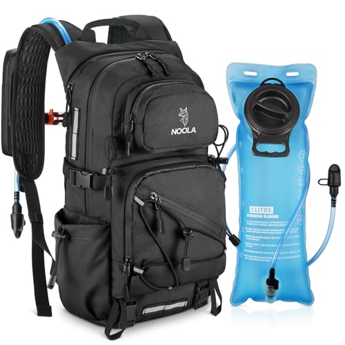 Hydration Hiking Backpack with 3L Water Bladder - 25 Liters, Black