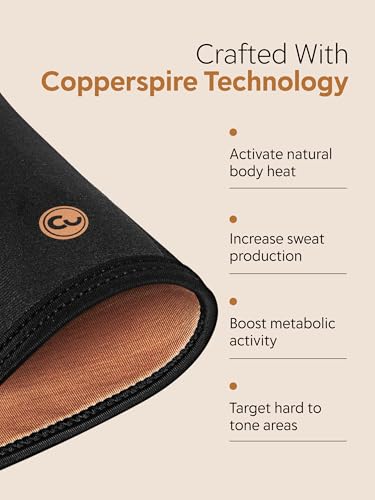 CU Copper Slim Waist Belt for Women - Medium Black Tummy Control & Sweat-Enhancing Workout Belt