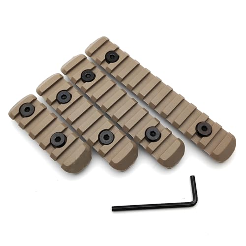 Polymer Picatinny Rail Sections Kit - 4-Pack, 5/7/9/11 Slots, Tan