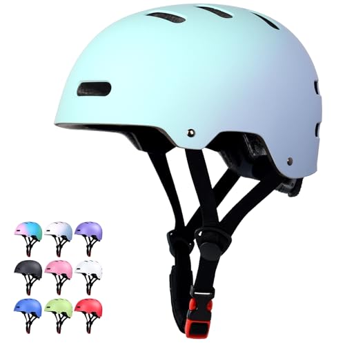 OUWOER Gradient Cyan Blue Bicycle & Skateboard Helmet, Medium 55-58cm