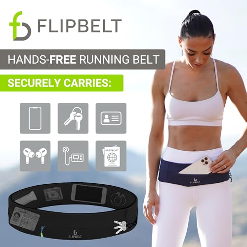 Zipper Running Belt - Medium Black Waist Pack for Fitness