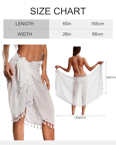 Beach Sarong Cover Up for Women - Black Short, One Size