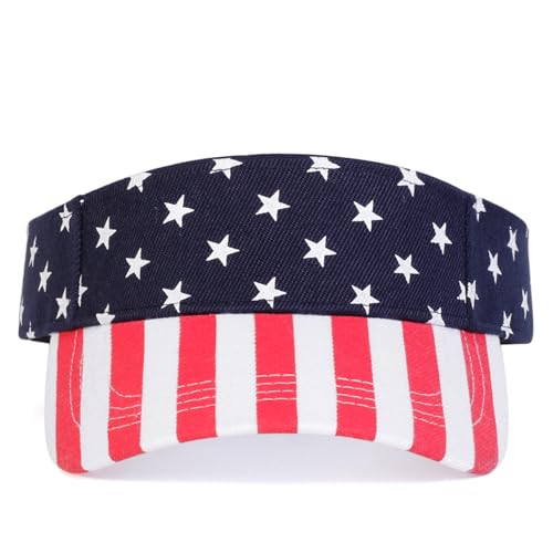 4th of July American Flag Sun Visor Hat for Women - Medium
