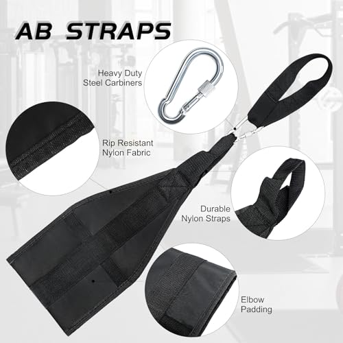 Hanging Ab Straps for Pull Up Bar - Black Gym Ab Sling Straps