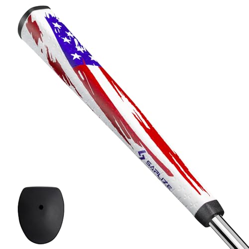 Golf Putter Grip - Midsize Pistol Shape, Anti-Slip, USA Flag Series - Red/White