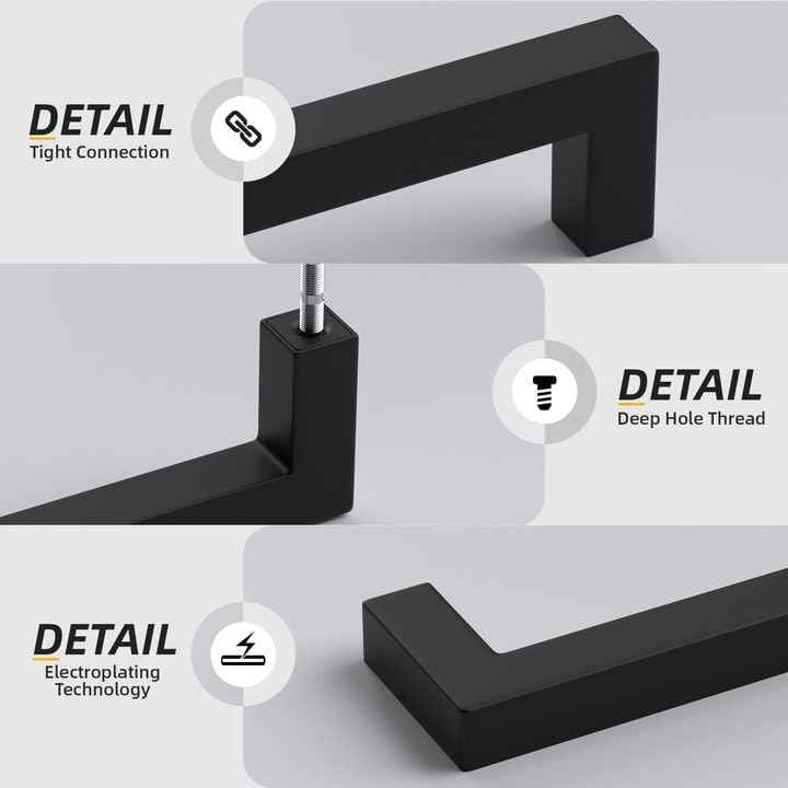 goldenwarm 45 Pack 4 Inch Black Cabinet Handles Matte Black Drawer Pulls Stainless Steel Cabinets Hardware Square Bar Modern for Kitchen Bathroom Cupboard
