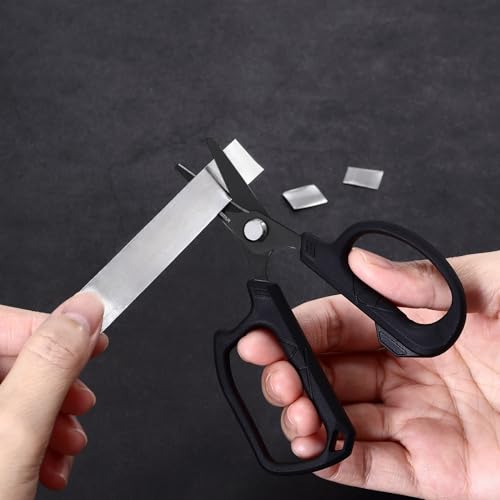 Professional Fishing Scissors - 4.65" Sharp Blades with Keychain - Black