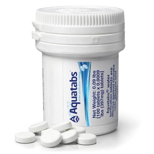 Water Purification Tablets - 397mg, 100 Pack for Camping & Emergencies