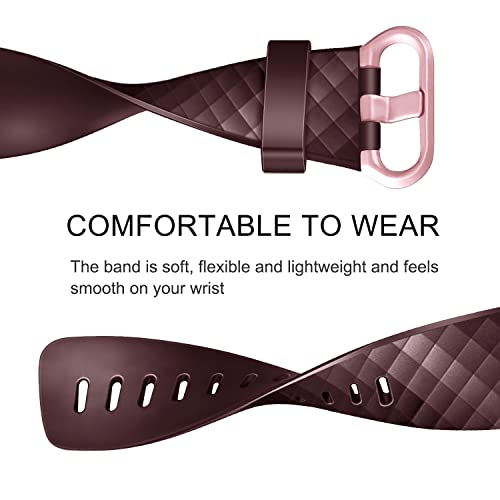 3 Pack Sport Bands for Fitbit Charge 4 & Charge 3 - Hawthorn Red/Dark Gray/Dark Purple