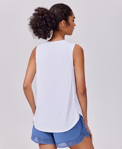 Women's Ice Silk UPF 50+ Workout Tank Top - Medium, White