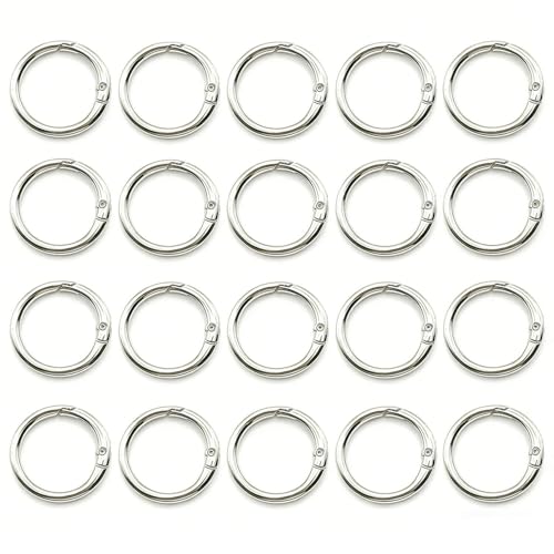 20 Pack 0.75 Inch Spring O Rings - Silver Keychain Clips