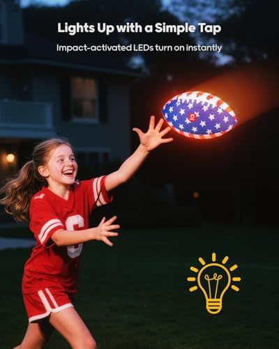 QPAU Glow in the Dark Football Size 6 - Kids Light Up Soccer Ball 1 Pack
