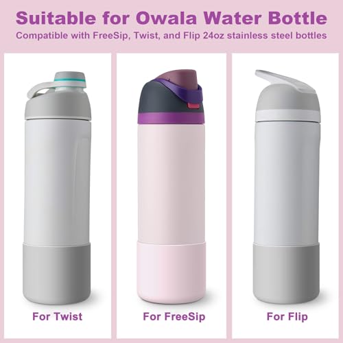 Silicone Water Bottle Boot - 2PCS Grey+Pink for Owala 24oz