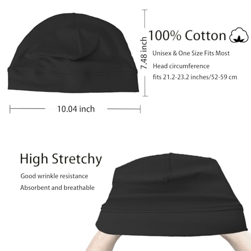 Cotton Skull Caps Beanie Night Cap Sleep Hats - Black & White